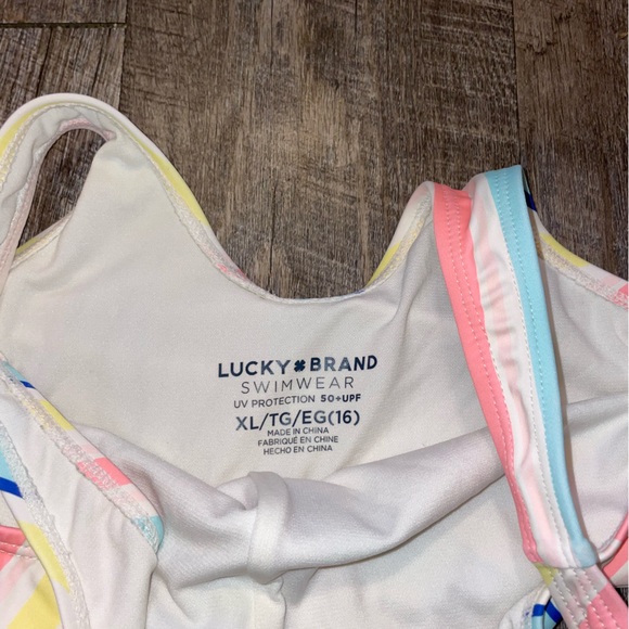 Lucky Brand Junior Swimsuit Striped One Piece Size Xl/16  Clean - Picture 4 of 6